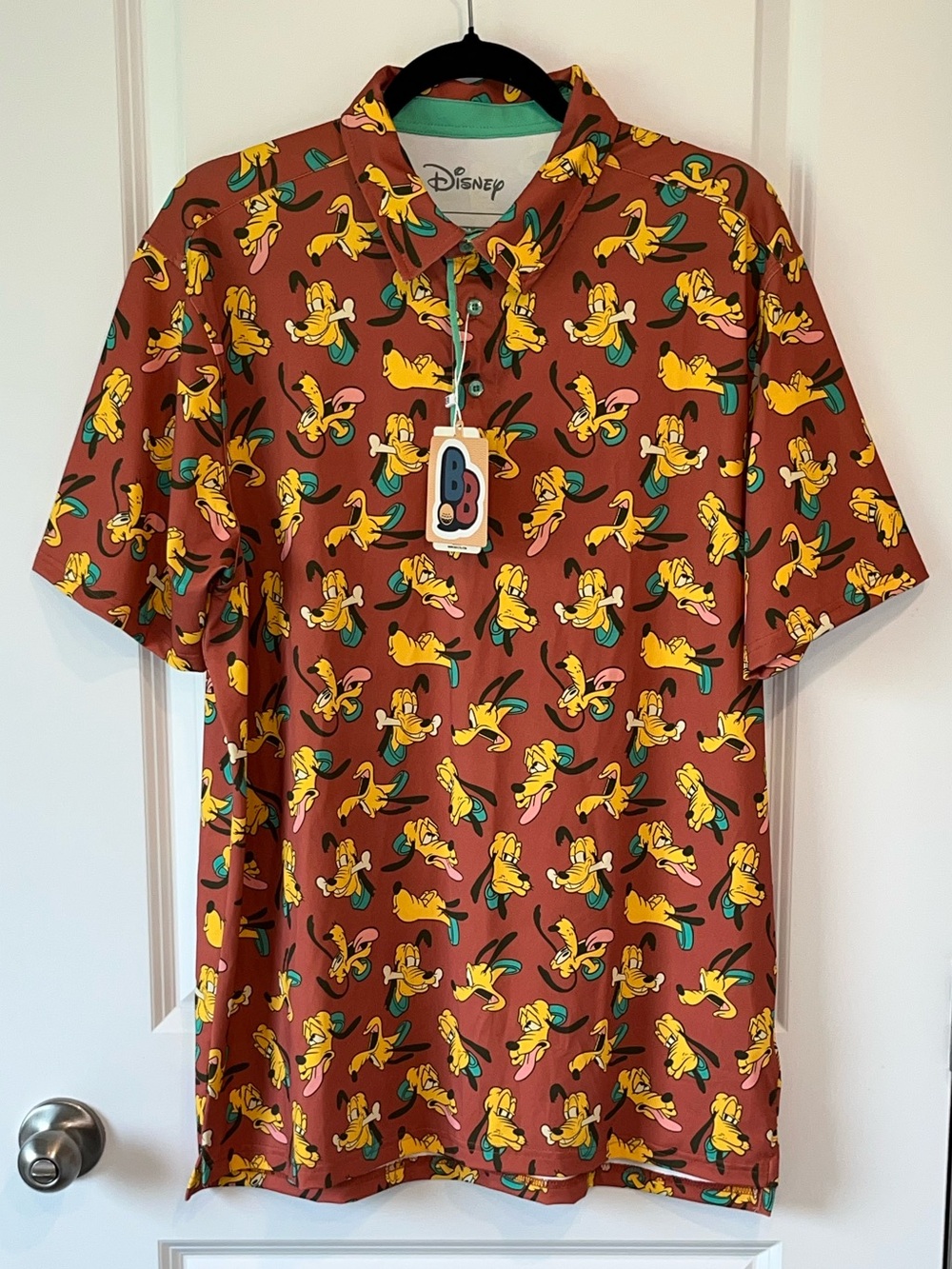 Disney Pluto RSVLTS Golf Polo Shirt Men’s Large Breakfast Balls Pluto Port